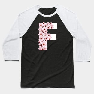 Colorful capital letter F patterned with sakura twig Baseball T-Shirt